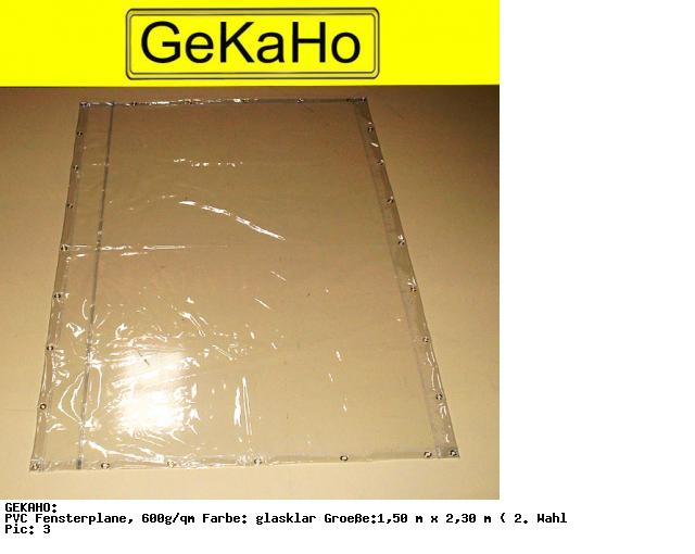 PVC Fensterplane, 600g/qm Farbe glasklar Größe 1,50